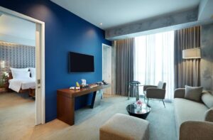 جناح تنفيذي كينغ مع إطلالة على المنتزه - إمكانية الدخول إلى الصالة 