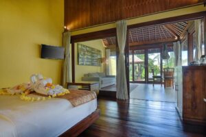 فيلا من غرفة نوم واحدة مع مسبح خاص وغرفة للمعيشة 