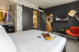 Penta Suite is a two-room suite with a living room and a bedroom
